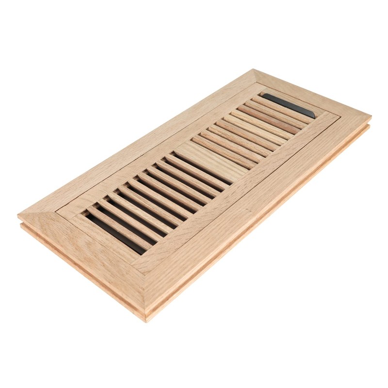 Hardwood White Oak Floor Register, Flush Mount with Frame, 4x12
