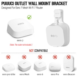 PUUUCI Outlet Wall Mount Bracket for Eero 7 Mesh Wi-Fi 7 Router - A Space-Saving Accessory with Cord Management, Supports Vertical or Horizontal Outlets (White, 1 Pack)
