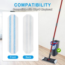 Mop Replacement Pads for Ocedar H2prO Flat Mop, 4 Pack Mop Refills for O-Cedar H2pro Flat Mop, Machine Washable Reusable Microfiber Mop Heads Replacements for Ocedar H2 Pro Mop