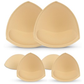 Adamotto Bra Pads Inserts 3 Pairs Push Up Breast Ehancers Padding for Sport Bathing Suit Swimsuits Beige - A/B
