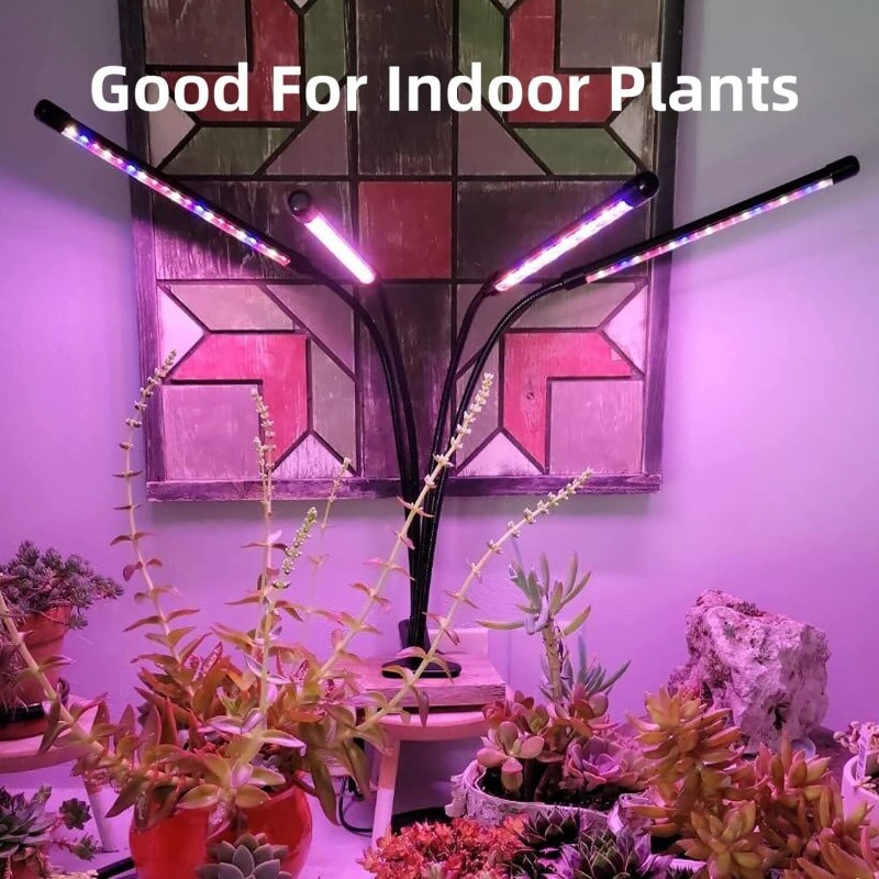 LEOTER 4 Head Led Grow Light With Timer Dimmable Modes