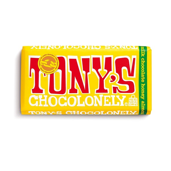 Tony's Chocolonely 32% Milk Chocolate Bar with Honey Almond Nougat, 6.35 Ounce