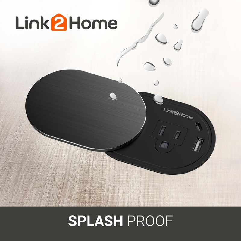 Link2Home 1-Power-Outlet Space Saver Grommet Socket USB A/C Port 3.1