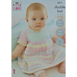 King Cole 5511 Knitting Pattern Babies Dress Blanket and Matinee Cardigan in Beaches DK