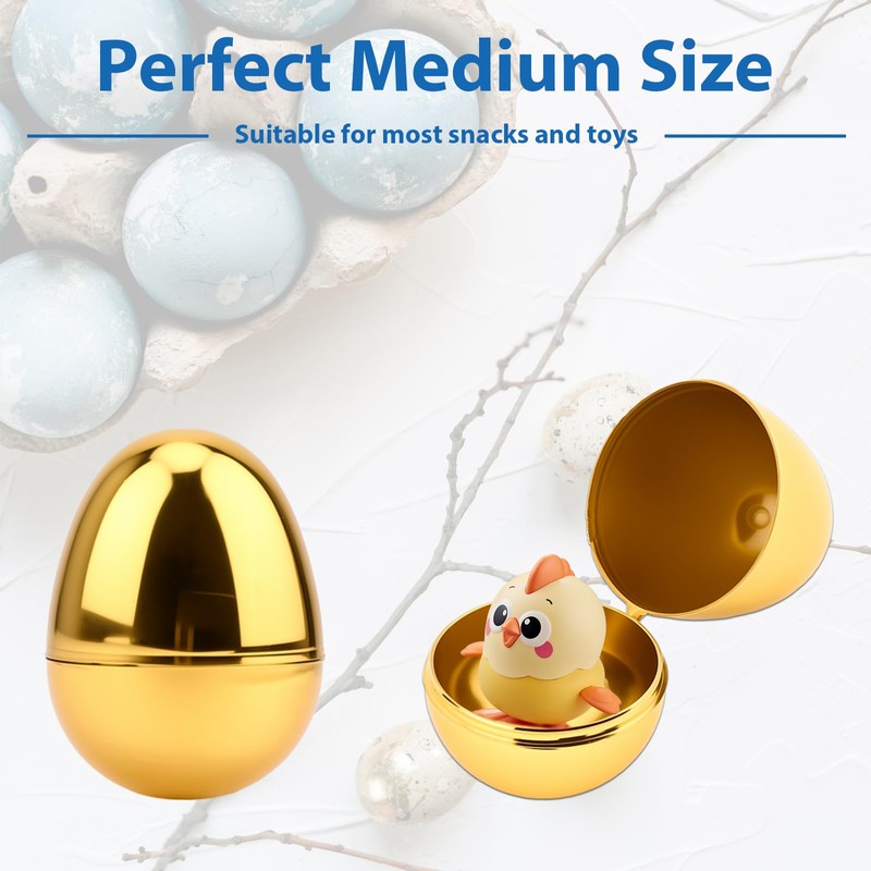 15 Pcs Fillable Golden Eggs Easter Plastic Empty Large DIY