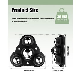 Self Adhesive Caster Wheels, Appliance Rollers for Kitchen Appliances, 2.4 Inch Steel Swivel Universal Wheel Appliance Sliders, Upgraded 30 LBS Load Capacity Per Wheel (Triangles, Black, 8 PCS)