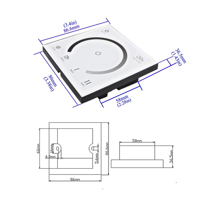 AMKI LED Wall Switch Dimmer,LED Controller,Wall- Mounted Plastic Cover Touch
