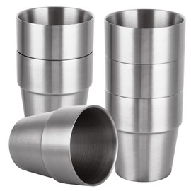 JMIATRY 6 Pcs Stainless Steel Double Wall Insulated Cups, 300ml Large Unbreakable Metal Stackable Mugs, Travel Camping Mugs for Travel, Outdoor, Camping, Party, Home