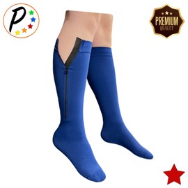 Presadee Premium Navy 20-30 mmHg Firm Compression Leg Swelling YKK Zipper Socks (Closed Toe, 2)