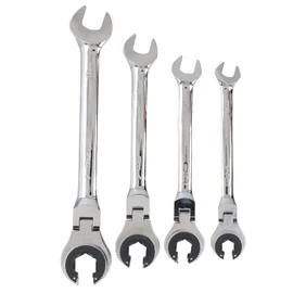 3 Pc Brake Line Wrench Set, 72 Teeth Ratcheting Tubing Wrenches, Open End & Flexible Ratchet Head, Ideal for Fuel, Brake, or AC Line Nut, Designed for Tight Spaces, CR V Steel