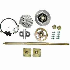 TDPRO 32" Rear Live Axle Hub Kit Brake, Chain,Sproket ,Wheels, Go Kart ATV Quad Trike - Axle Kit +Brake Caliper + 428 Chain