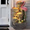 USSerenaY 5 Tier Outdoor Indoor Water Feature Fountain, Flamingo Ornamental