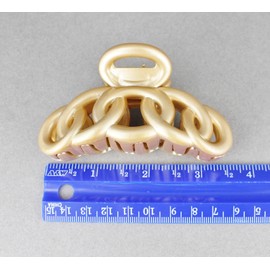 matte Gold hair clip plastic 3 3/8 inches long big barrette claw clamp oval chain link matte gold