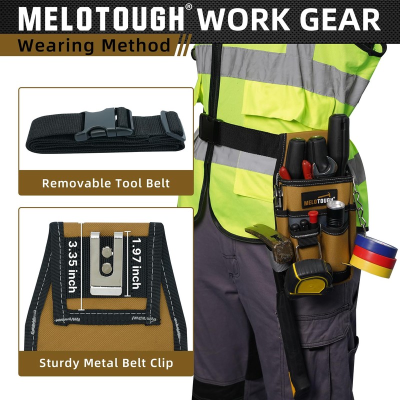 MELOTOUGH Pocket Tool Pouch Tool Belt Pouches with Belt Clip