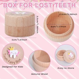 3D Carved Tooth Fairy Pillow Box Tooth Fairy Set for Girls Includes 1 Wooden Keepsake Box & 1 Burlap Pouch Engraved 3D Design Compact & Adorable For Childhood Milestones