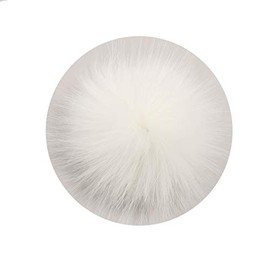 Pack of 6 Faux Fox Fur Pompoms 3.9inch/10CM Furry Pom Pom Ball with Elastic Loop Knitting Crafts Hat Charm Accessories (White)
