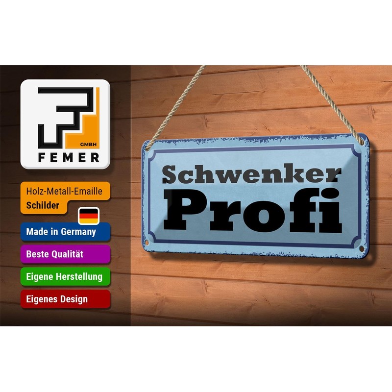 FEMER Tin Sign with Slogan 27 x 10 cm Swivel