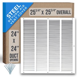 Fits 24x24 Duct Opening | Steel Return Air Grille by Handua | Vent Cover Grill for Sidewall and Ceiling | White | HVAC Cold Air Intake Grille | Outer Dimensions: 25.75"W X 25.75"H