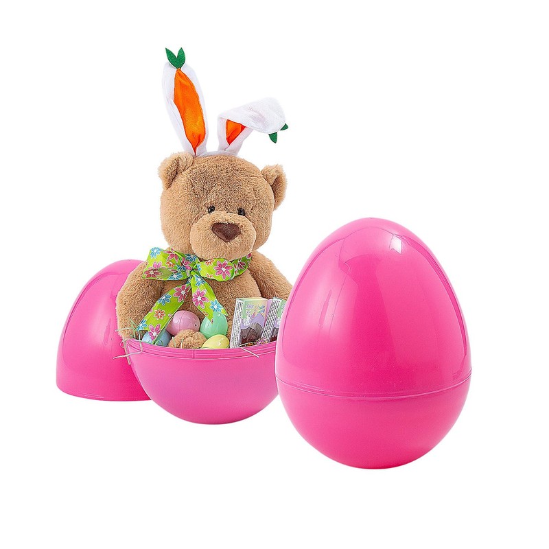 Fun Express 14" Fillable Pink Plastic Easter Eggs - 6