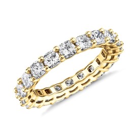 PAVOI 14K Yellow Gold Plated Rings Cubic Zirconia Love Ring | 3mm Stackable Rings for Women | Yellow Gold Rings for Women Size 8