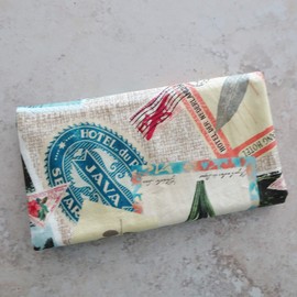 Travel Jewelry Organizer - Retro Travel Fabric Jewelry Case - Clear Pocket Travel Jewelry Wallet - Travel Gift