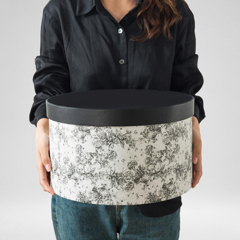 Soul & Lane Floral Hat Round Boxes with Lids, Set