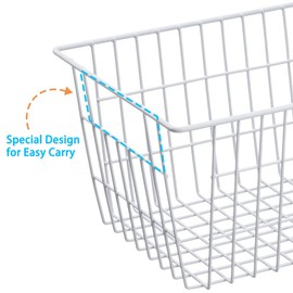 SANNO 14" Wire Freezer Baskets Pantry Storage Bin,Farmhouse Metal Wire Storage Basket Freezer Storage Organizer Wire Storage Basket for Kitchen Pantry Organizer Bins,set of 8