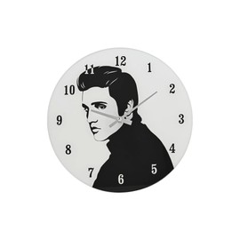 Beyond Happy Elvis Presley Retro Music Legend Portrait Glass Clock (30cm Diameter), Portrait Clock, Wall Clock, Legend Clock