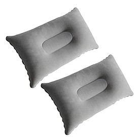 2 Pack Ultralight Inflatable Pillow Small Squared Flocked Fabric Air Pillow for Hiking,Camping,Traveling,Napping,Desk Rest,Neck Lumbar Support(Gray)