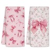 PIUFAM Pink Bow Kitchen Towels, Bow Hand Towels for Bathroom,
