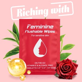 Feminine Wipes Individually Wrapped, Flushable Wipes Travel,Travel Wipes for Women,Feminine Care Wet Wipes Travel Size Vaginal Wipes for Adult, Girl and Homeless100