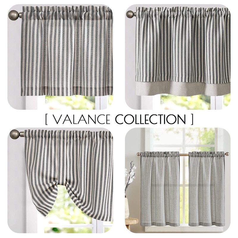 jinchan Linen Striped Valance for Windows 18 Inch Blackout Drapes