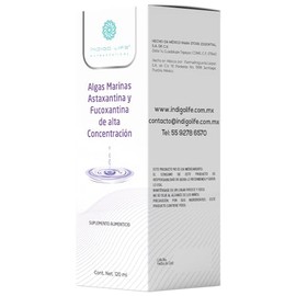 INDIGO LIFE NUTRACEUTICOS Algas Marinas Astaxantina y Fucoxantina de Alta Concentracion 120 ml
