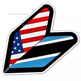 OwnTheAvenue Wakaba Leaf USA American Batswana Flag JDM Racing Drifting Vinyl Sticker Decal