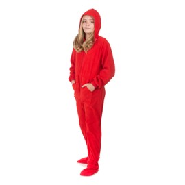 Hoodie Footed Onesie Red Fleece Footed Pajamas for Boys & Girls