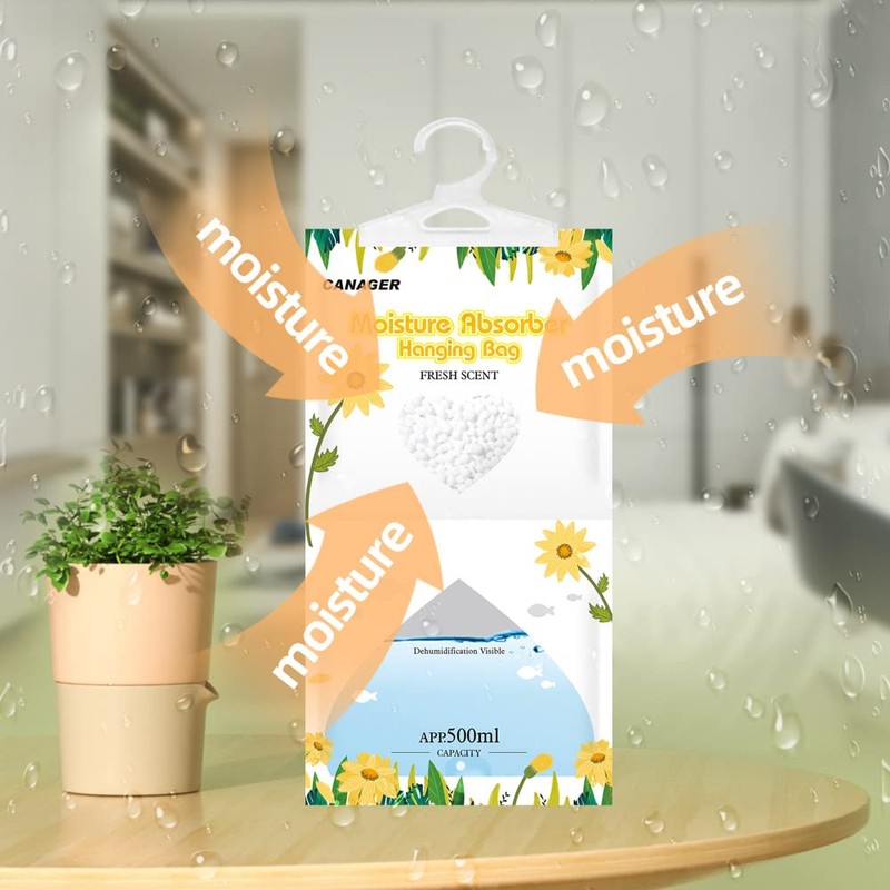 CANAGER Moisture Absorber -12 Pack,Fresh Scent Hanging Humidity Bag,Home,Car, and