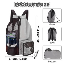 dellyy Beach Backpack, Mesh Swimming Backpack, Gym Bag, Swimming Bag, Waterproof Sports Backpack with Large Capacity, Unisex Backpack, Suitable for Bathing, Swimming, Fitness, Travel