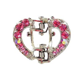 A-Ha Small Crystal Heart Hair Clip - Pink (H61)