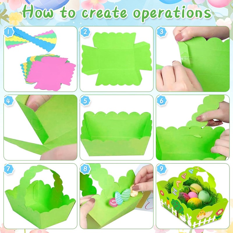 LXYYDS Pack of 8 Easter Baskets Craft Set with Colourful