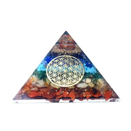 HEALING ZONE Hand Made Chakra Pyramid - Seven Chakra Orgonite Pyramid for Energy Healing - Crystal Kit with Seven Chakra Bracelet - Valentine's Day Gift for Women