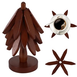 Wooden Placemats, Wooden Tree Coasters Wooden Trivets for Hot Dishes Creative Foldable Tree Coasters Stackable, Heat Resistant Wood Tree Shaped Table Mat for Hot Pots and Pans