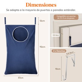 Lifewit Cesto de Ropa Sucia para Colgar, Bolsa de Lavandería para Montar en la Pared, Bote para Ropa Sucia Plegable, Bolsa de Cesto de Ropa Sucia para Colgar Sobre la Puerta, Azul oscuro