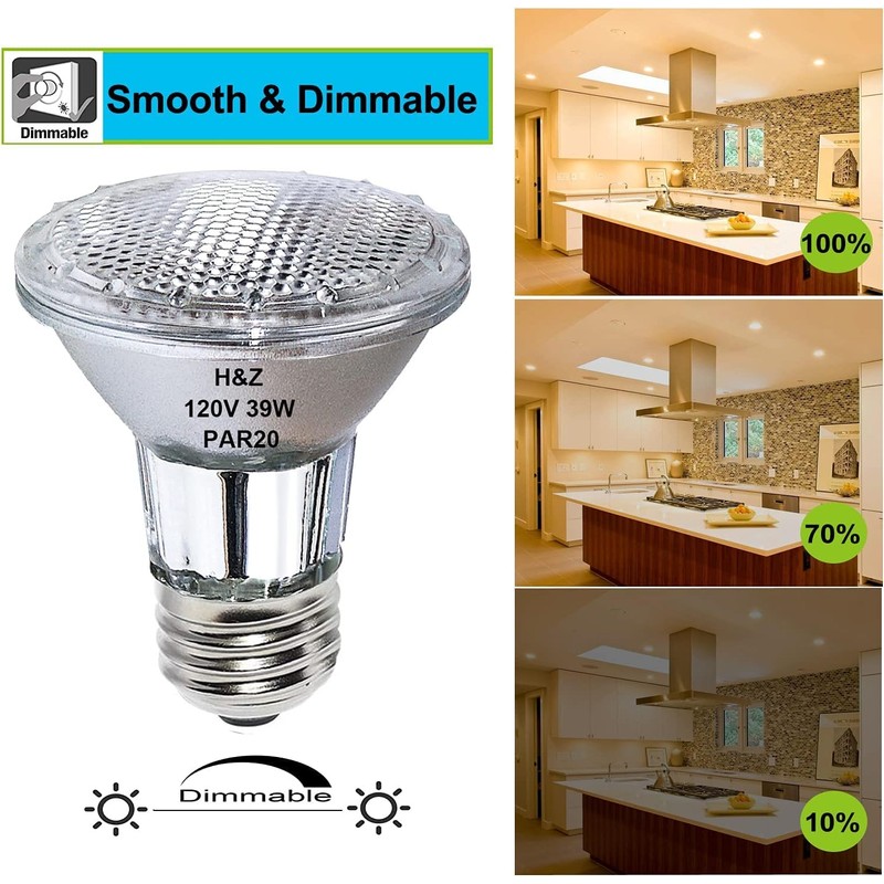 H&Z PAR20 Flood 39W 120V 480 Lumens, 2pack High Output