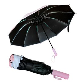 CUCUBA Two Tone Umbrella, Automatic Open and Close, Windproof Foldable, 10 Reinforced Ribs for Men and Women, Reflective Strips, Diameter 105 cm (Pink with Case)