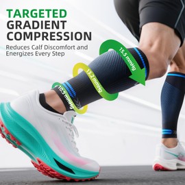 Wakefeet 3 Pairs Calf Compression Sleeve for Men and Women, Leg Compression Sleeve for Running, Hiking, Sports