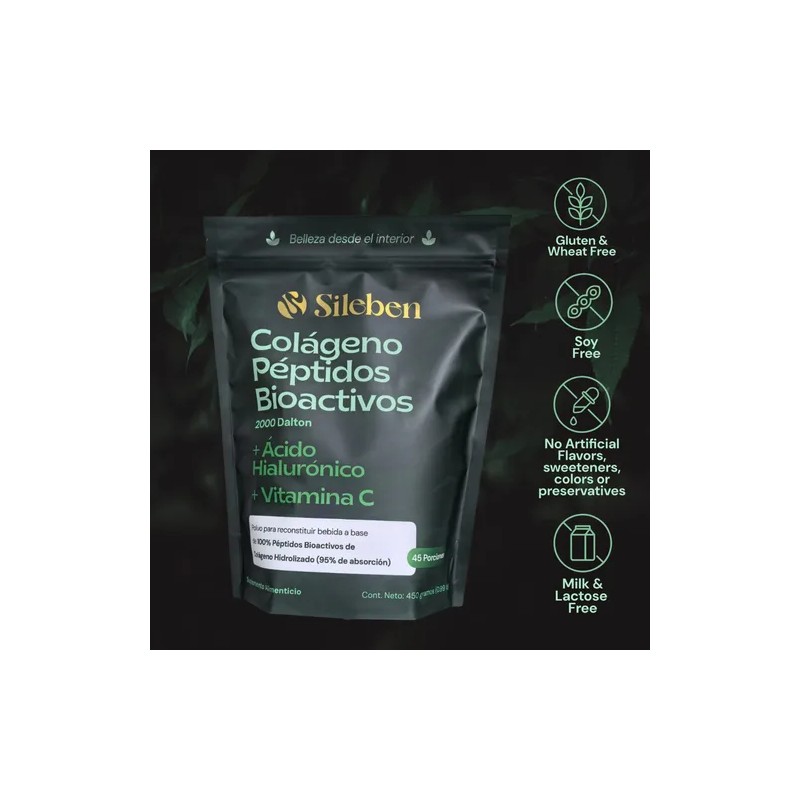 Sileben Colágeno Hidrolizado | Péptidos 2000 Dalton | 450 G