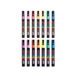 Posco Marker Sanetomo Posca Marker Acrylic Paint Pens Pastel 7 Color Set Total 14 Pens Tip width 0.9～1.3mm & 1.8〜2.5mm PC-3M7C/PC-5M7C