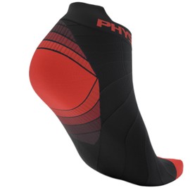Physix Gear Sport Calcetines running hombres y mujeres, los mejores calcetines de compresión, calcetines tobilleros para la fascitis plantar hombre y mujer, 2 pares, L/XL rojo/negro