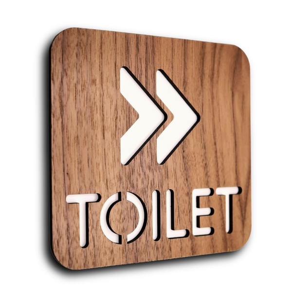 Right Arrow Wooden Toilet Directional Sign – 14.5 x 14.5