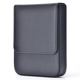 Lanxivi Genuine Leather Fountain Pen Case 6 Slot Black Leather Organizer, Portable Pen Bag Pouch Drawer Style